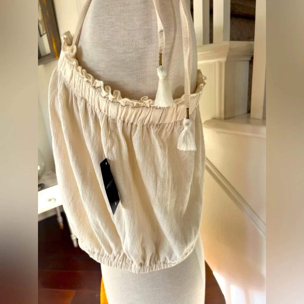NWT Lucky Brand Women's Cream Tube Top with straps Size L